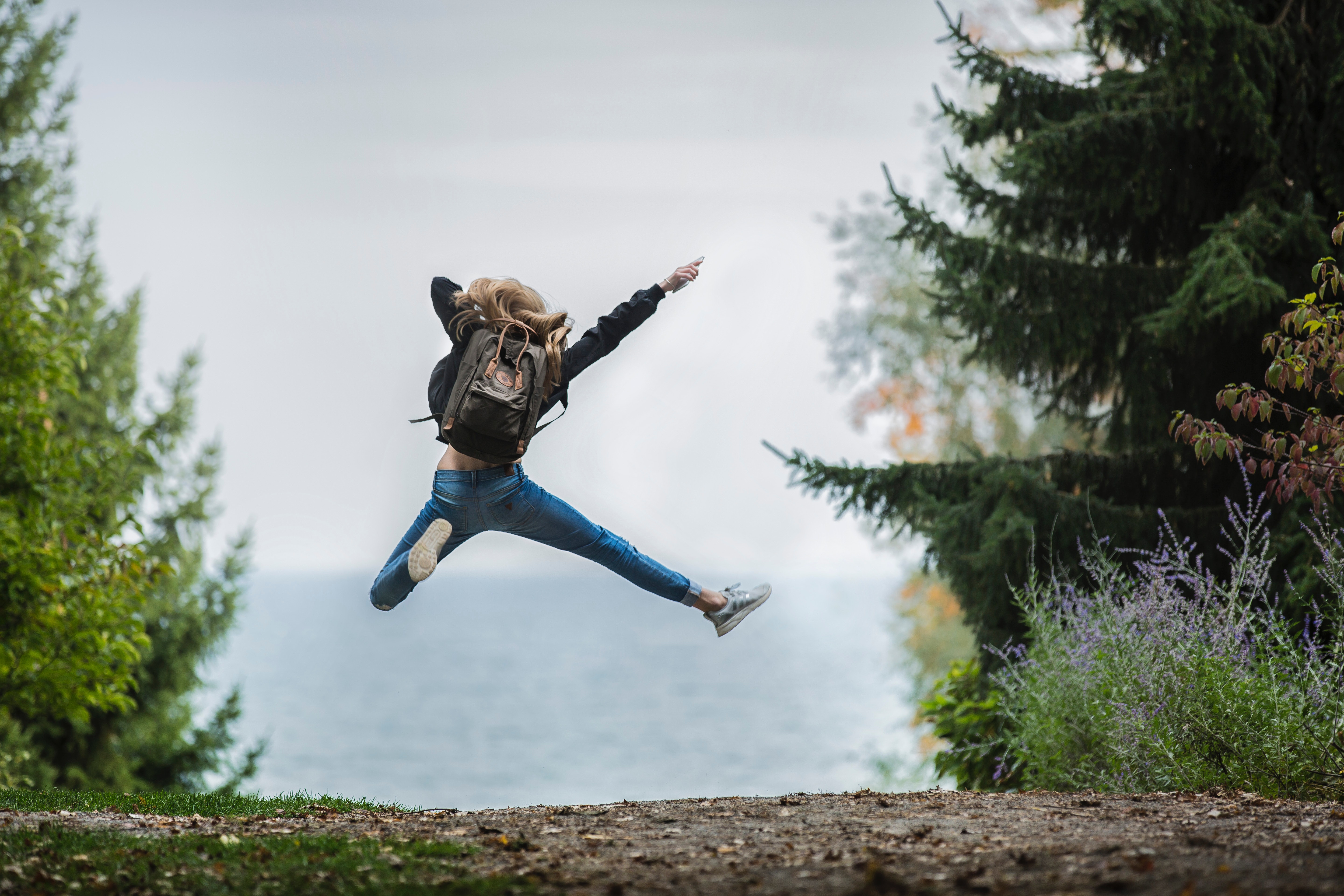 Backpack Blonde Hair Blur Evergreen Therapy